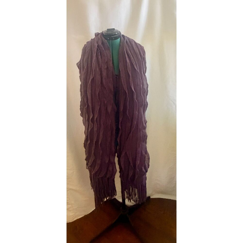 Cynthia Rowley purple knit fringe scarf